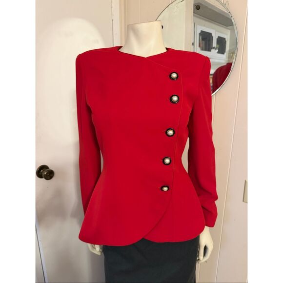 Talbots Jackets & Blazers - Vintage Talbots Red Rimini asymmetrical Front Blazer 8